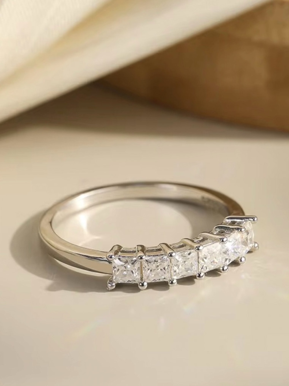 Sterling Silver 925 Moissanite Princess Cut Engagement ring